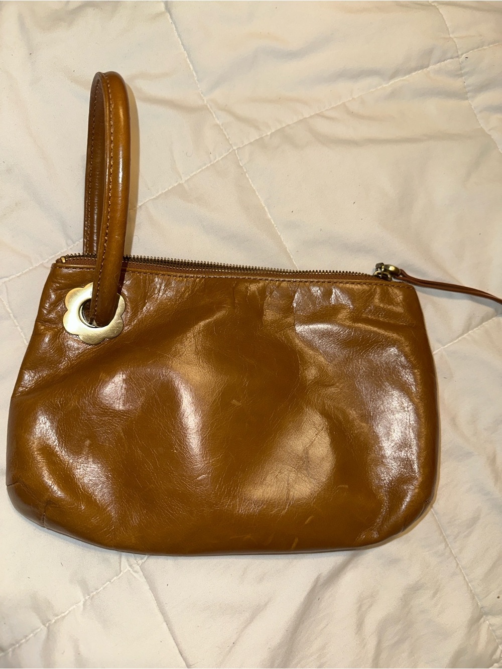 Leather Wristlet Clutch - Brown
